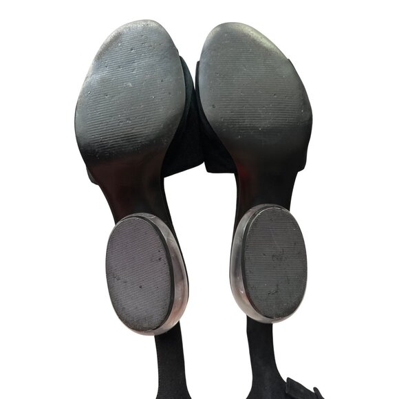 Nine West Black Bubble Heel Sandals Y2K Suede Open-Toe Ankle Strap Peep Toe 9 - Picture 7 of 9